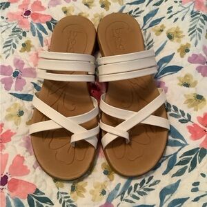 b.o.c. White Strappy Slide Sandals